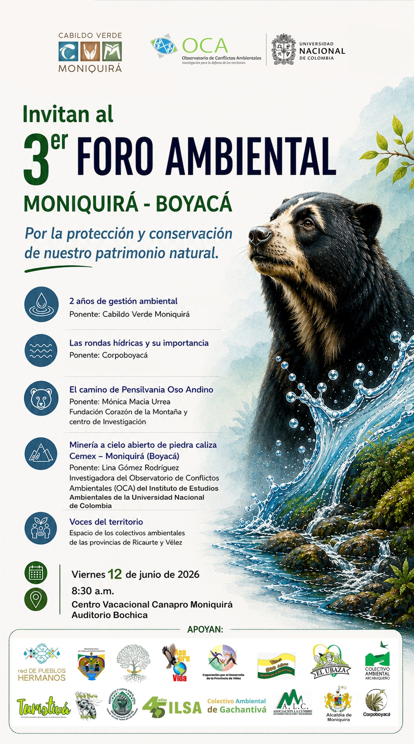 Moniquirá será el epicentro de la gestión por la protección del patrimonio natural en el 3er Foro Ambiental
